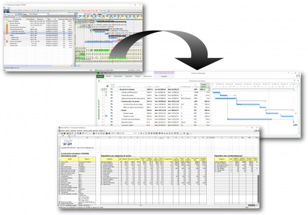 export VisualProjet vers MS Project et Excel